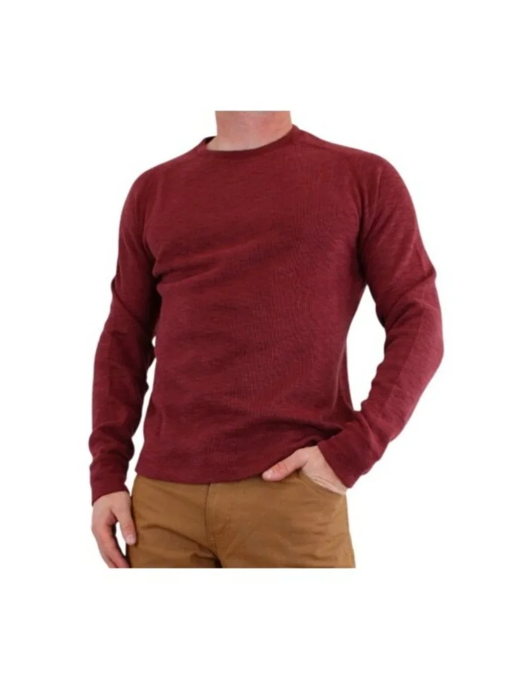Banana Republic Shirt Men's Large Burgundy Double Knit Crewneck Long Sleeve NWT